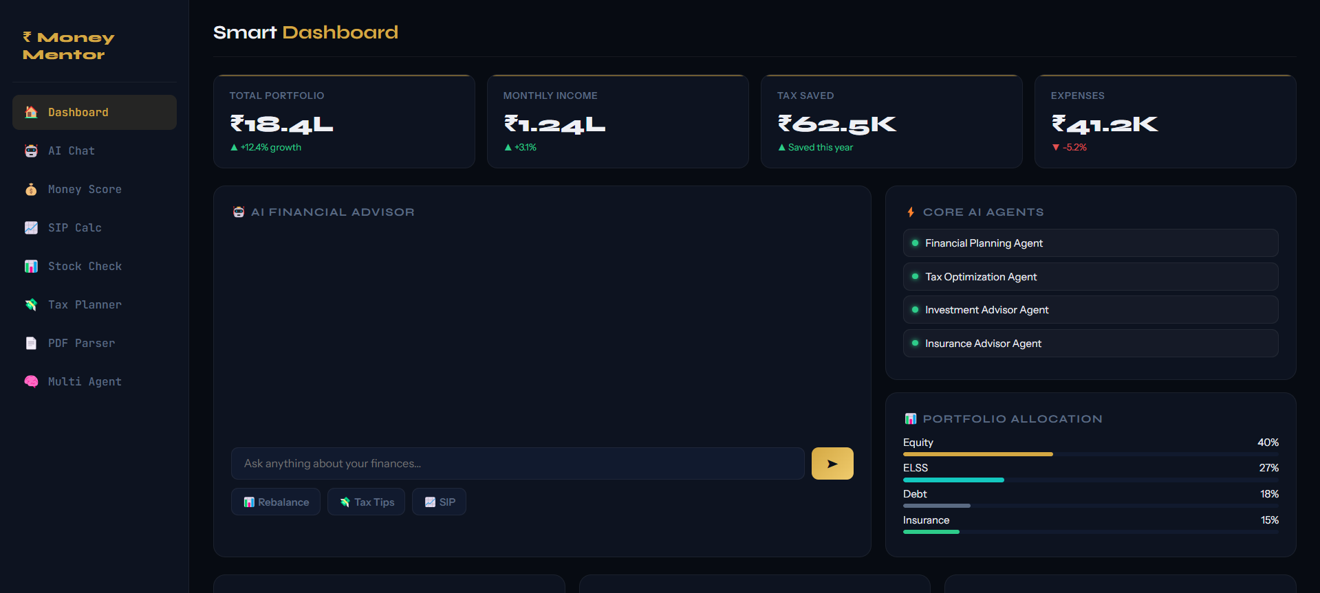 AI Money Mentor interface